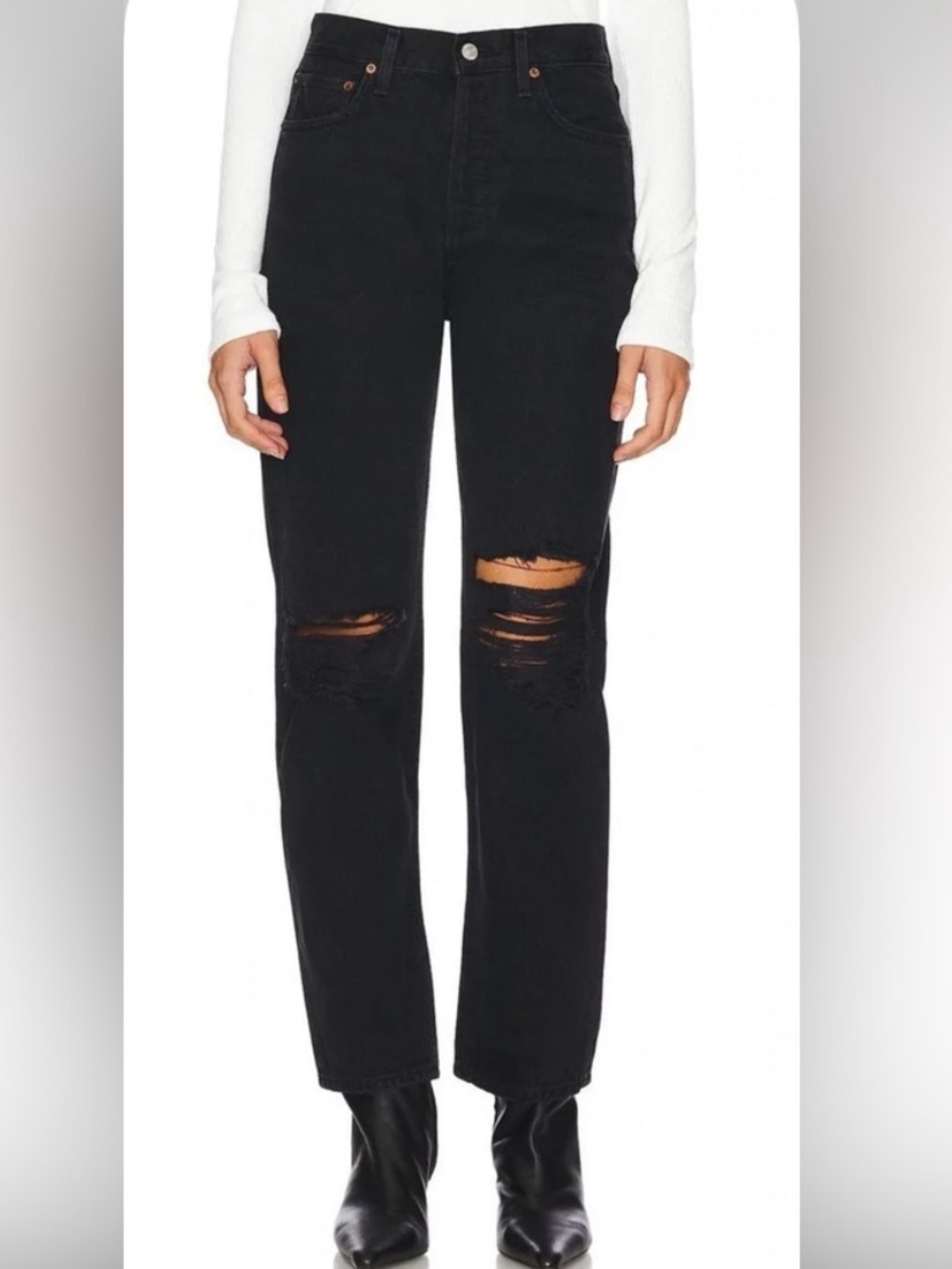 AGOLDE Jeans 90s Pinch Waist High-Rise Straight in Black - Size: 25 NWT